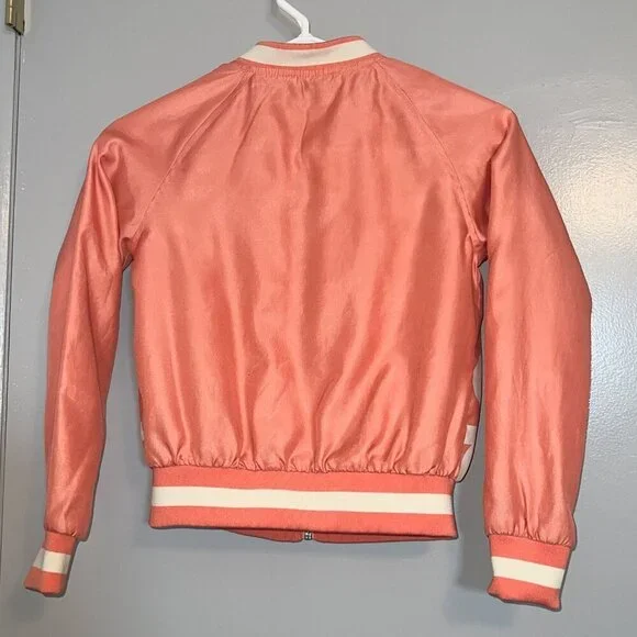 Disney Junk Food Kid's Mickey and Minnie Mouse Bomber Jacket Coral Size S - Picture 4 of 4